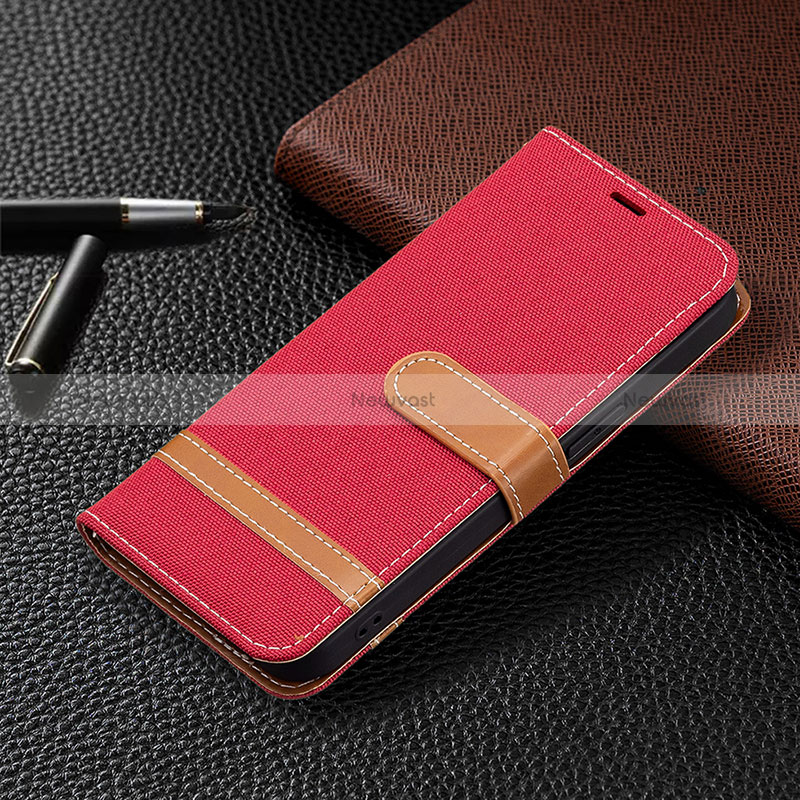 Cloth Case Stands Flip Cover for Apple iPhone 15 Pro Red