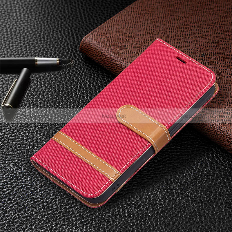 Cloth Case Stands Flip Cover for Apple iPhone 15 Red