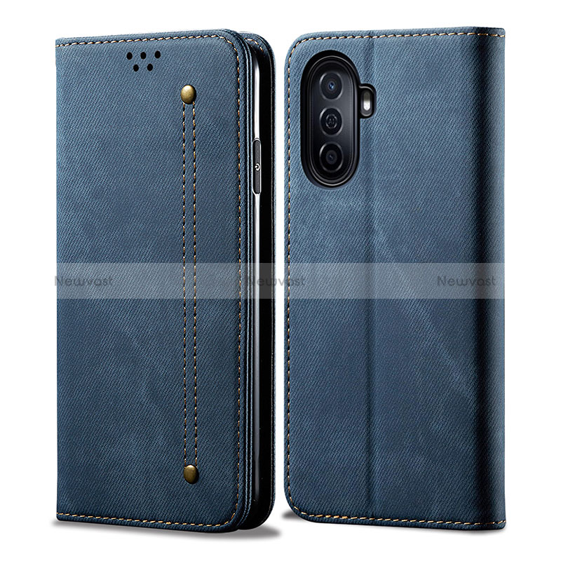 Cloth Case Stands Flip Cover for Huawei Enjoy 50 Blue