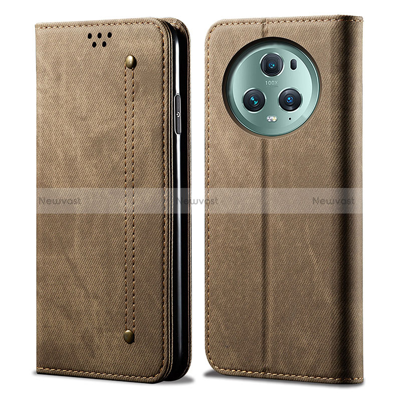 Cloth Case Stands Flip Cover for Huawei Honor Magic5 5G Khaki