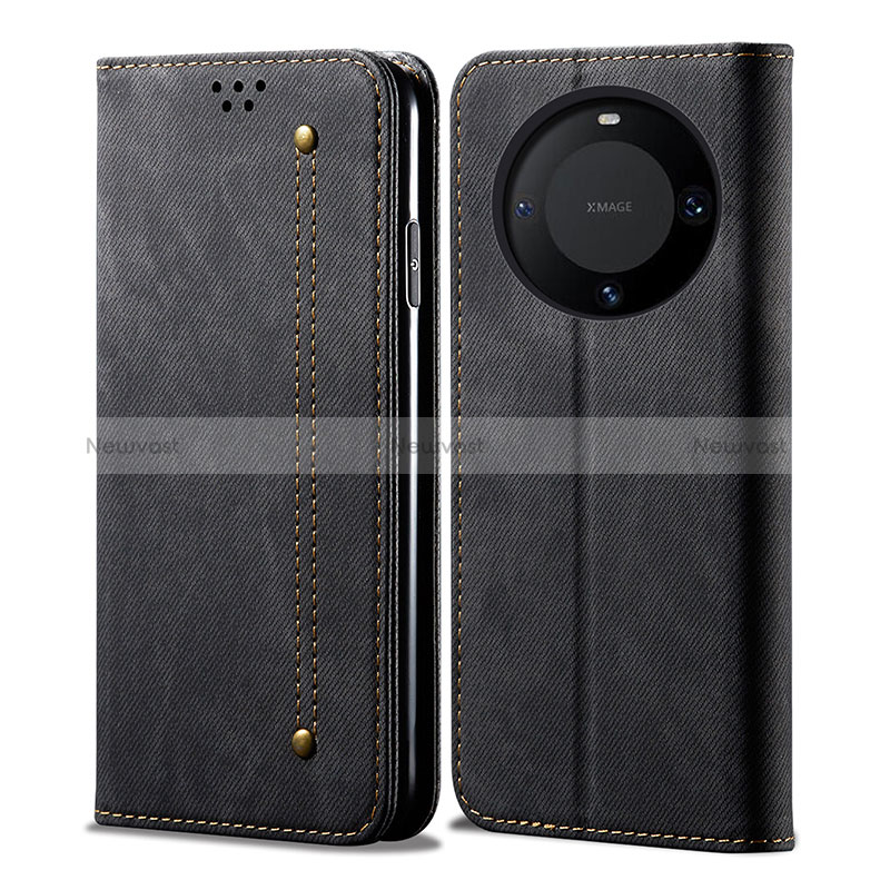 Cloth Case Stands Flip Cover for Huawei Mate 60 Pro+ Plus Black