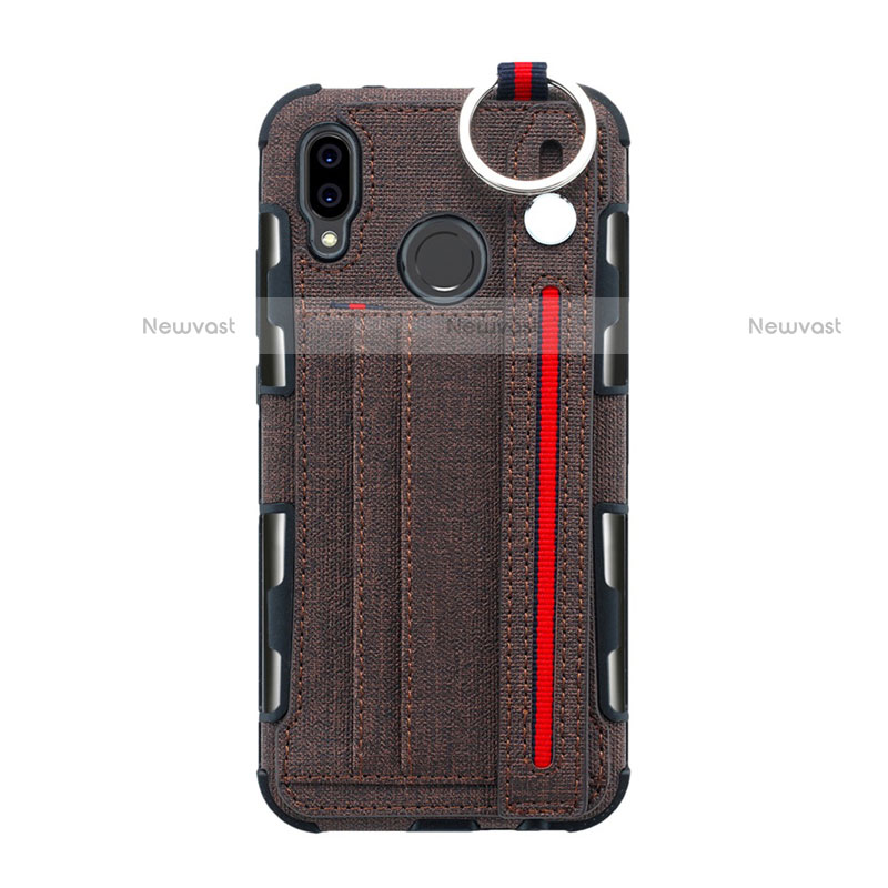 Cloth Case Stands Flip Cover for Huawei P20 Lite Brown