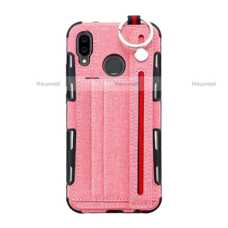 Cloth Case Stands Flip Cover for Huawei P20 Lite Pink