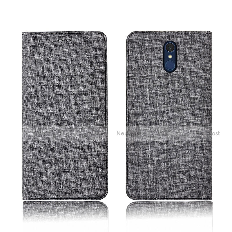 Cloth Case Stands Flip Cover for LG Q7 Gray