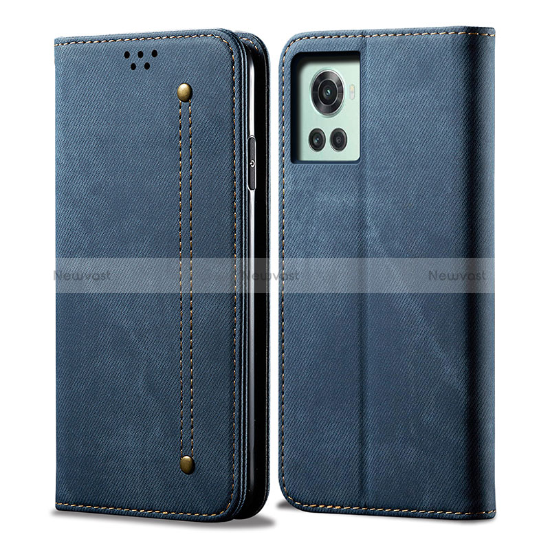 Cloth Case Stands Flip Cover for OnePlus Ace 5G Blue