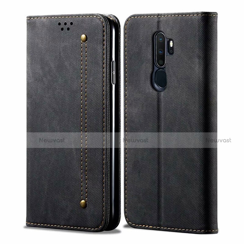 Cloth Case Stands Flip Cover for Oppo A11X Black