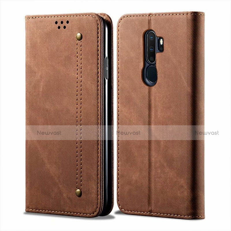 Cloth Case Stands Flip Cover for Oppo A11X Brown