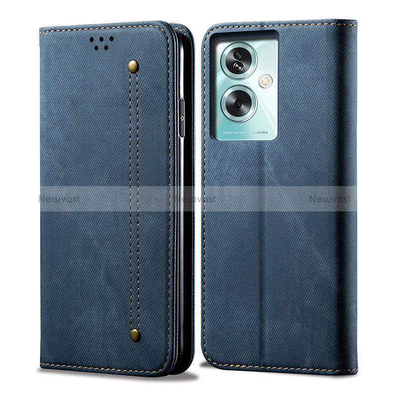 Cloth Case Stands Flip Cover for Oppo A2 5G Blue