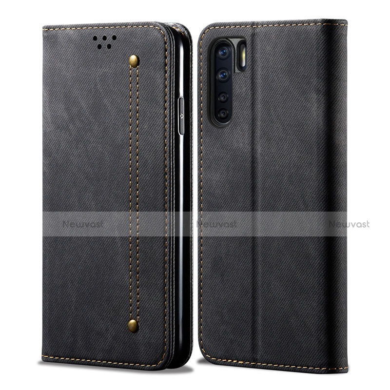 Cloth Case Stands Flip Cover for Oppo A91 Black