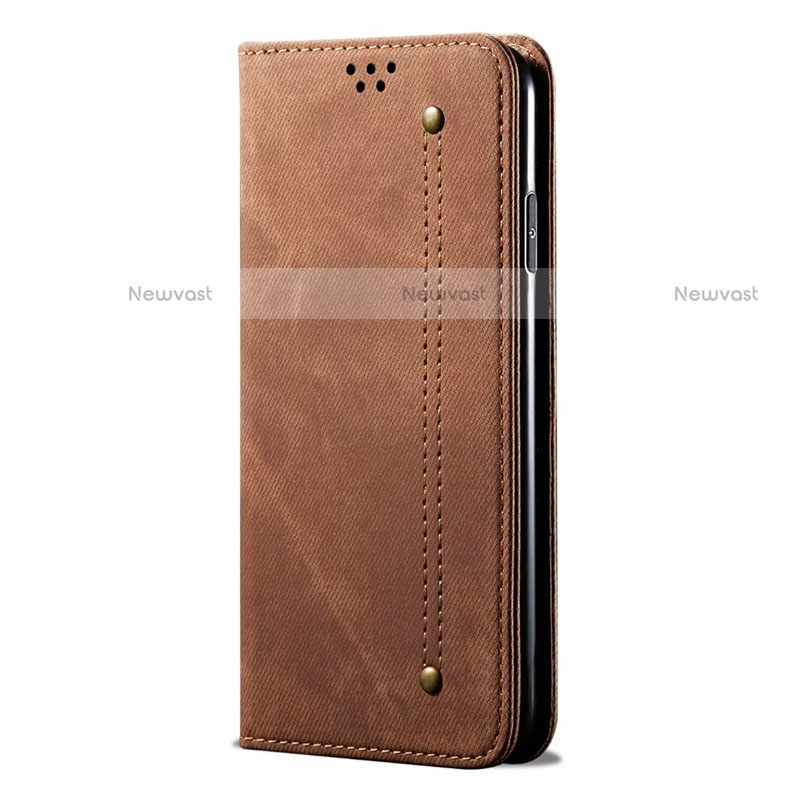 Cloth Case Stands Flip Cover for Oppo AX5 Brown