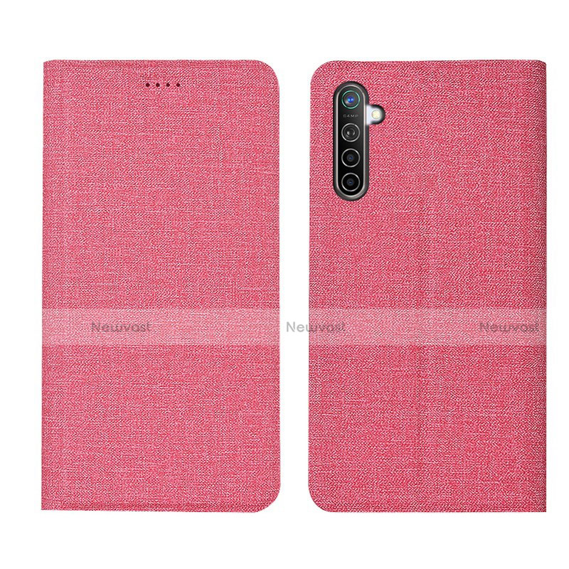 Cloth Case Stands Flip Cover for Oppo K5 Pink