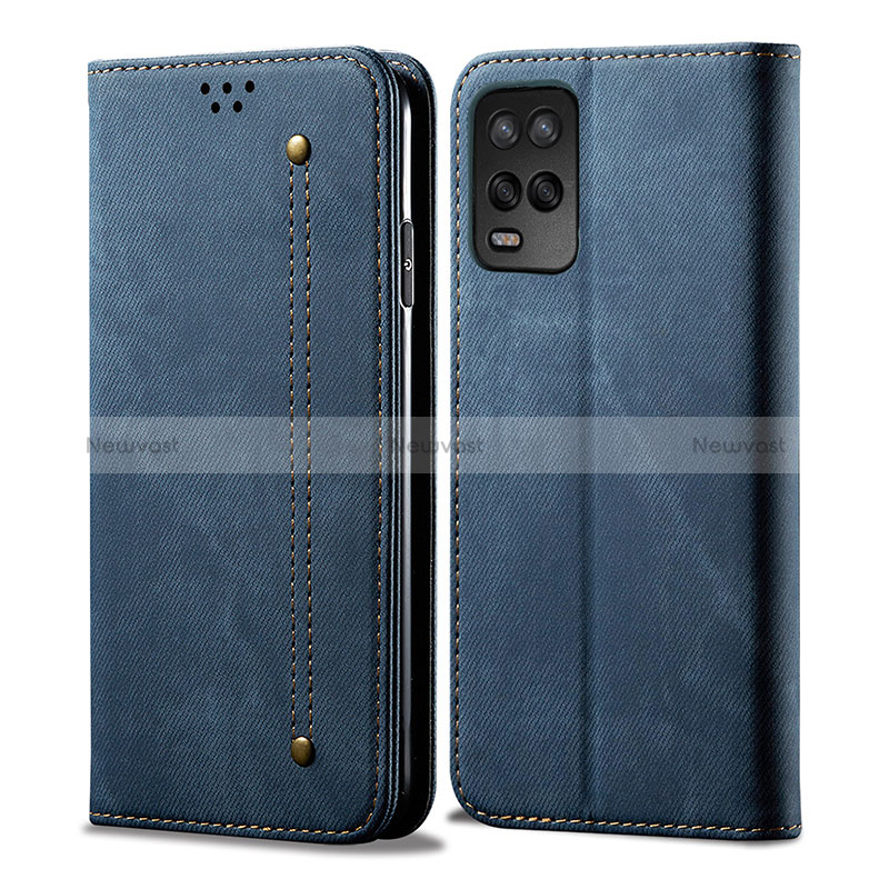 Cloth Case Stands Flip Cover for Realme 8 5G Blue