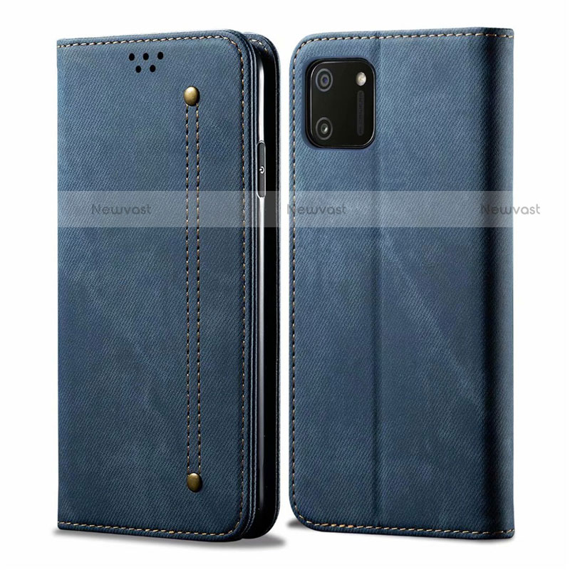 Cloth Case Stands Flip Cover for Realme C11 Blue