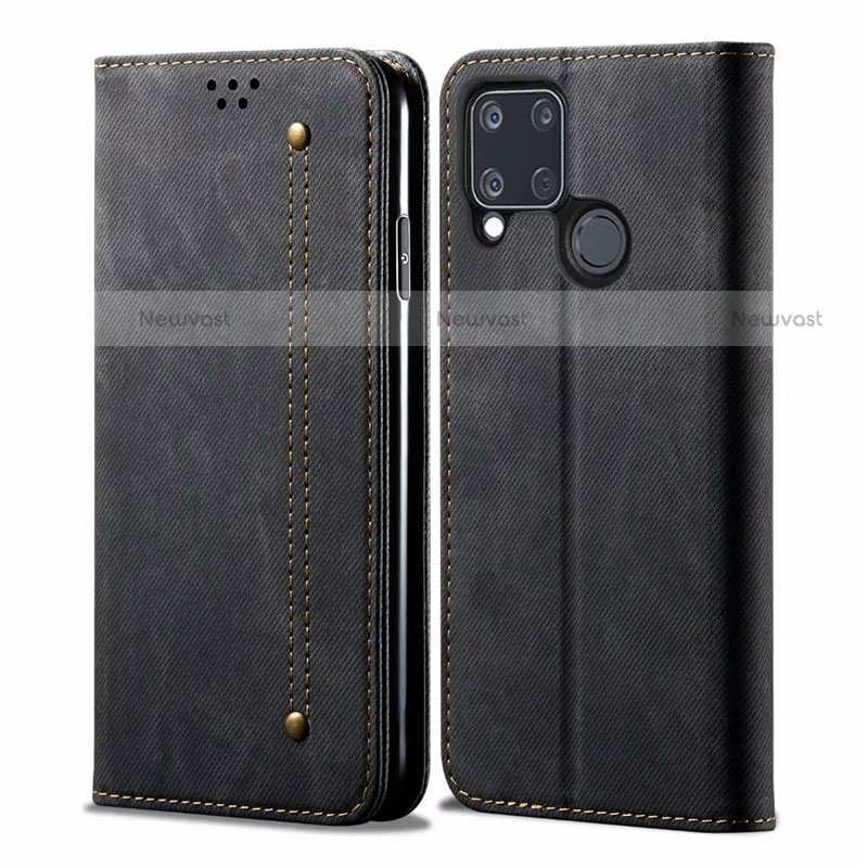 Cloth Case Stands Flip Cover for Realme C15 Black