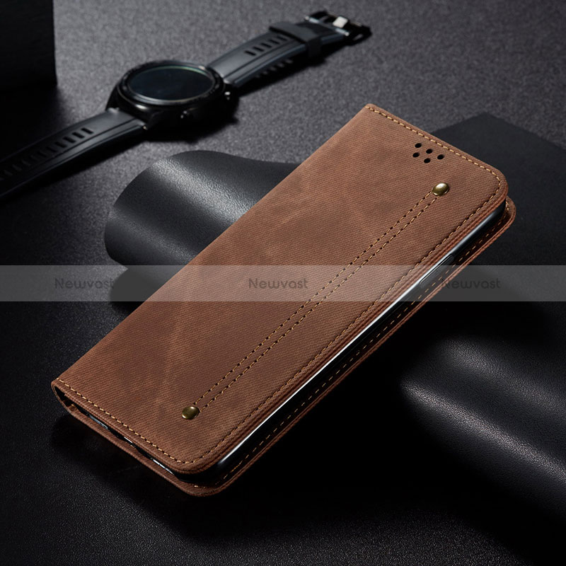 Cloth Case Stands Flip Cover for Realme Narzo 50 Pro 5G Brown