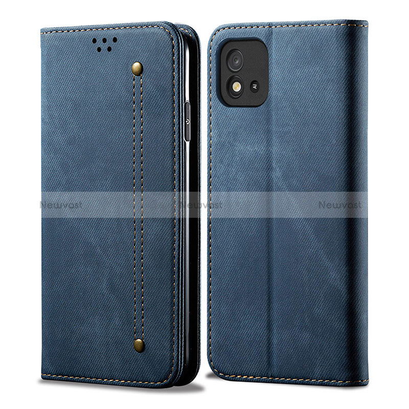 Cloth Case Stands Flip Cover for Realme Narzo 50i Blue