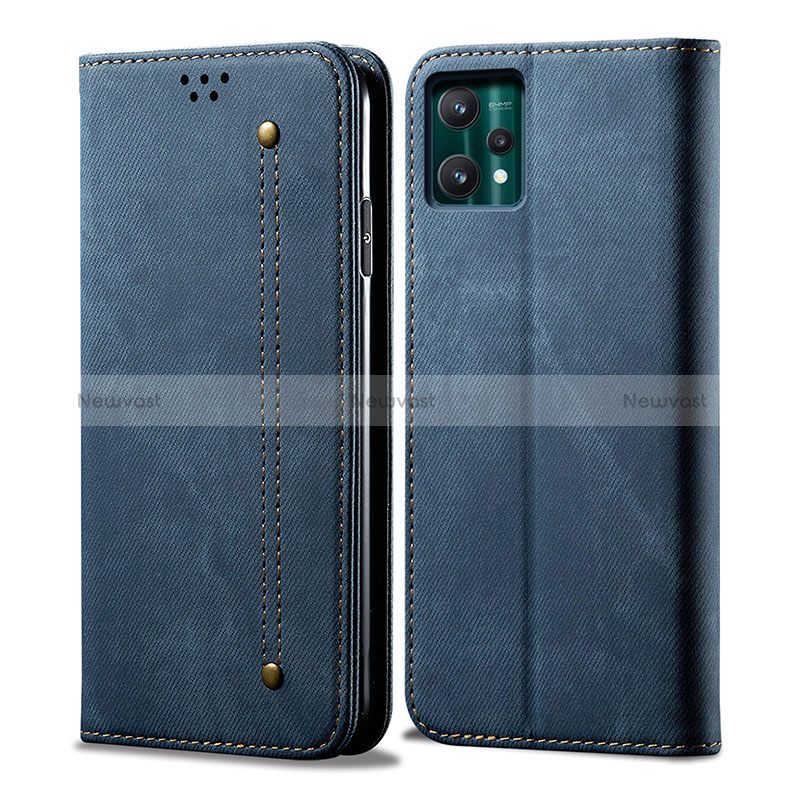 Cloth Case Stands Flip Cover for Realme V25 5G Blue