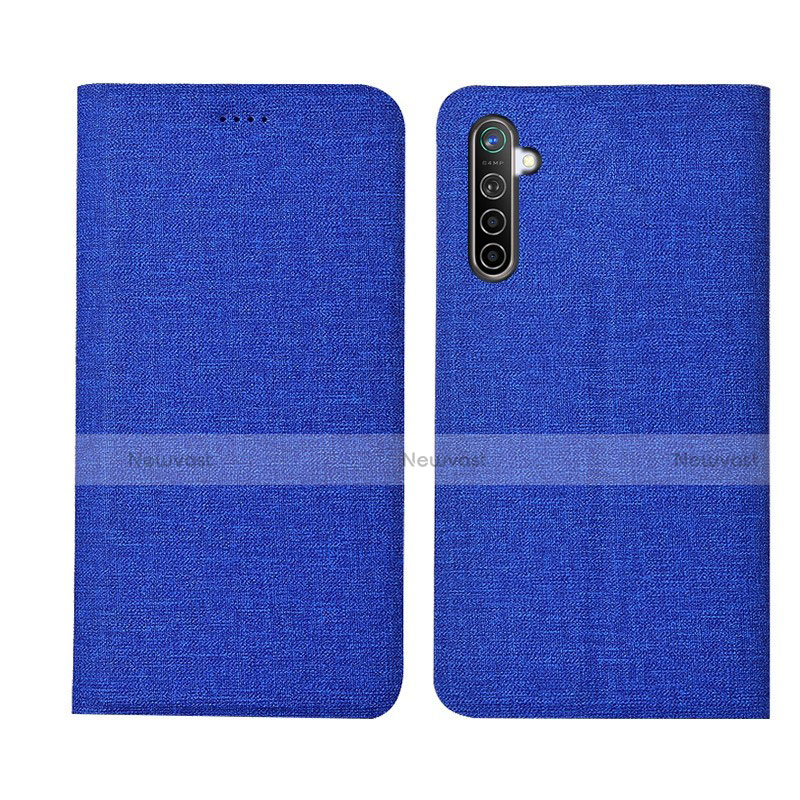 Cloth Case Stands Flip Cover for Realme X2 Blue