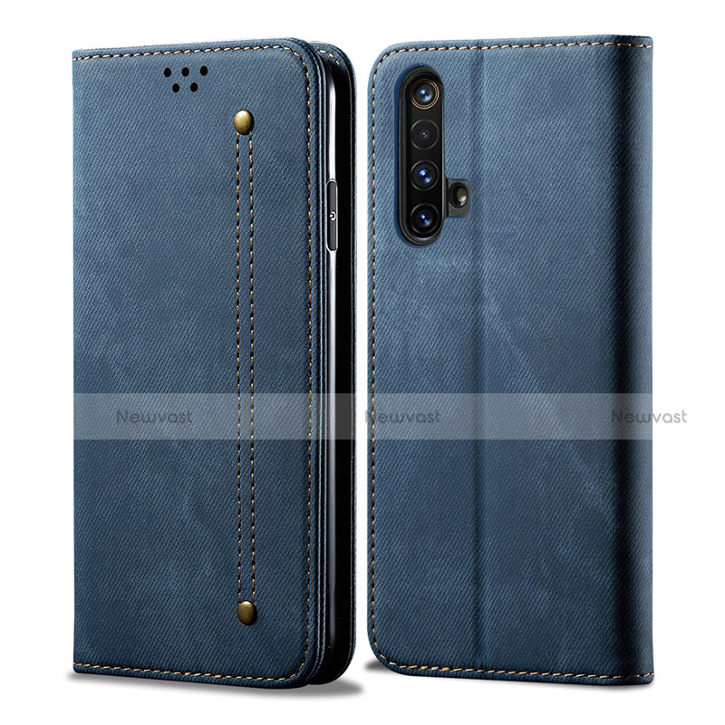 Cloth Case Stands Flip Cover for Realme X50m 5G Blue