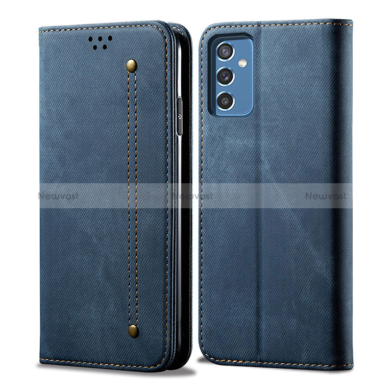 Cloth Case Stands Flip Cover for Samsung Galaxy A04s Blue