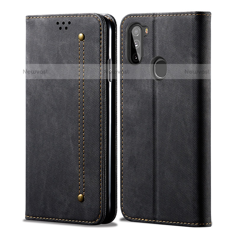 Cloth Case Stands Flip Cover for Samsung Galaxy A11 Black