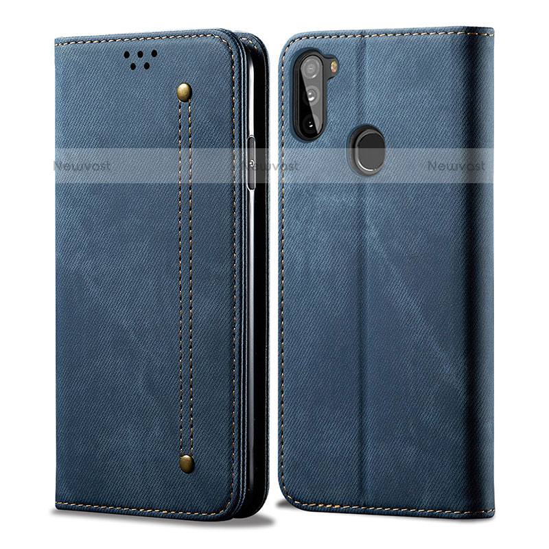 Cloth Case Stands Flip Cover for Samsung Galaxy A11 Blue