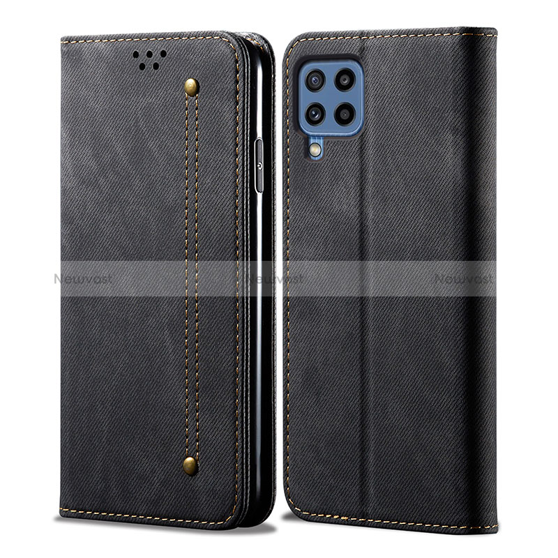 Cloth Case Stands Flip Cover for Samsung Galaxy A22 4G Black