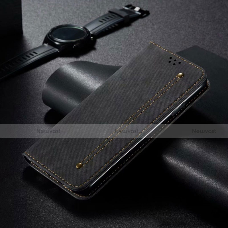 Cloth Case Stands Flip Cover for Samsung Galaxy A31 Black