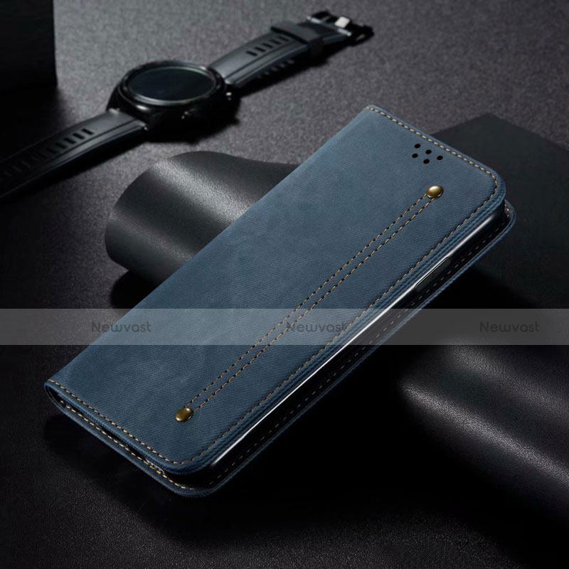 Cloth Case Stands Flip Cover for Samsung Galaxy A31 Blue