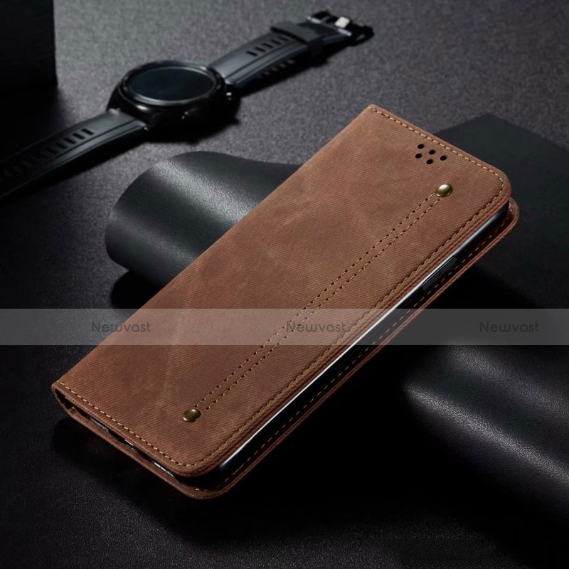 Cloth Case Stands Flip Cover for Samsung Galaxy A31 Brown