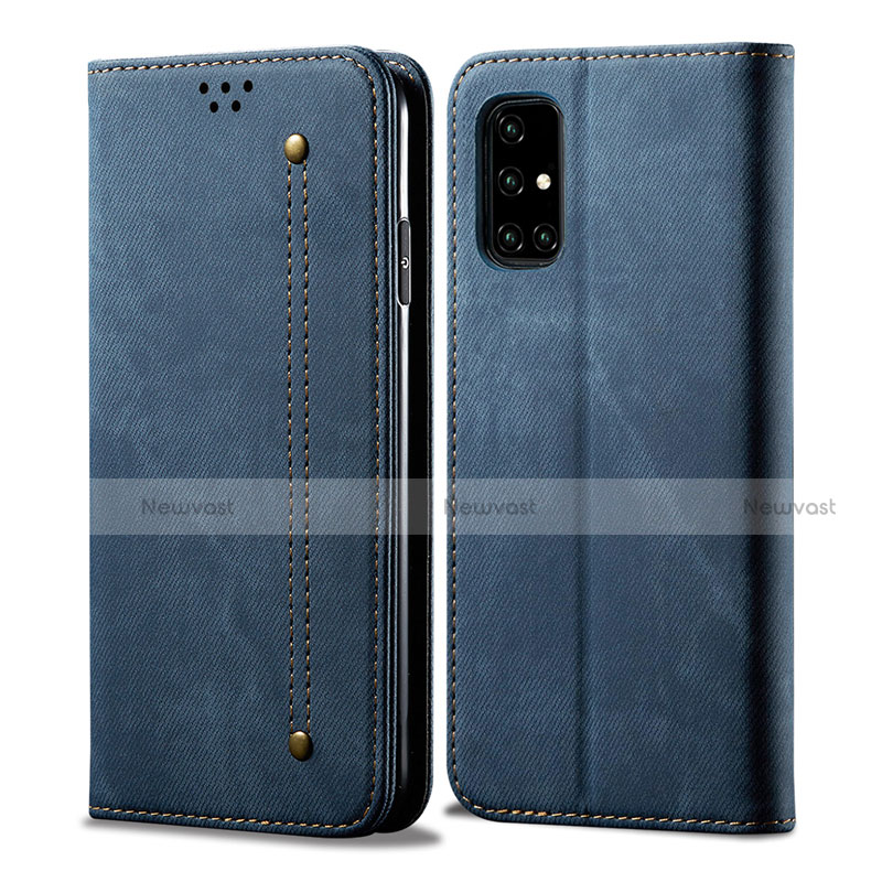 Cloth Case Stands Flip Cover for Samsung Galaxy A51 5G Blue