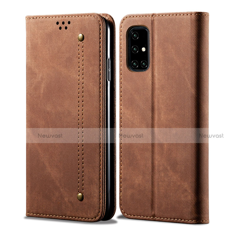 Cloth Case Stands Flip Cover for Samsung Galaxy A51 5G Brown