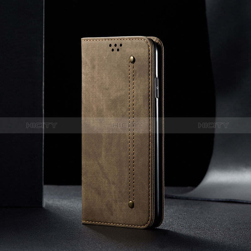 Cloth Case Stands Flip Cover for Samsung Galaxy A82 5G Khaki