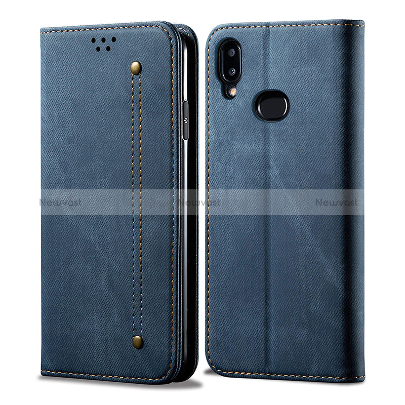 Cloth Case Stands Flip Cover for Samsung Galaxy M01s Blue