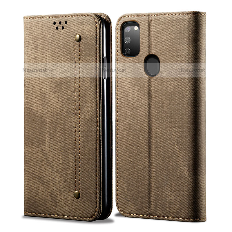 Cloth Case Stands Flip Cover for Samsung Galaxy M21 Khaki