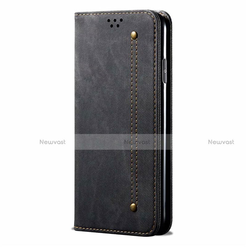 Cloth Case Stands Flip Cover for Samsung Galaxy M21s Black