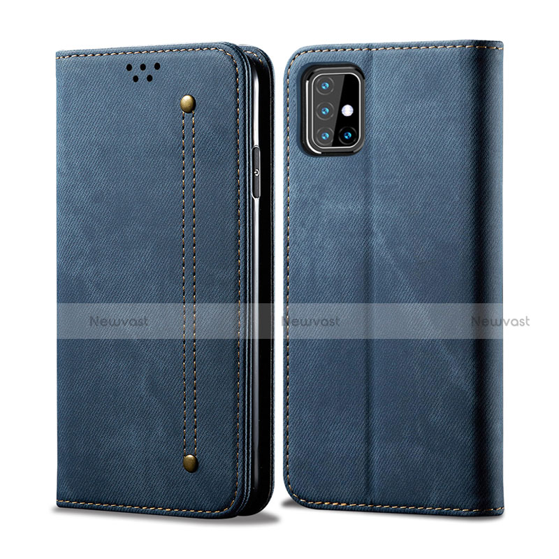 Cloth Case Stands Flip Cover for Samsung Galaxy M31s Blue