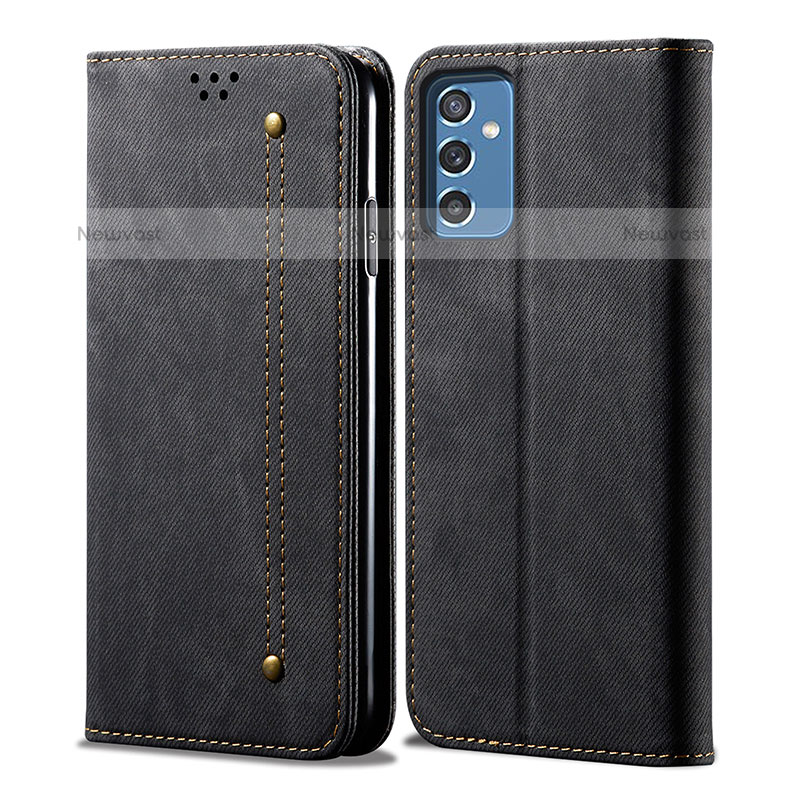 Cloth Case Stands Flip Cover for Samsung Galaxy M52 5G Black