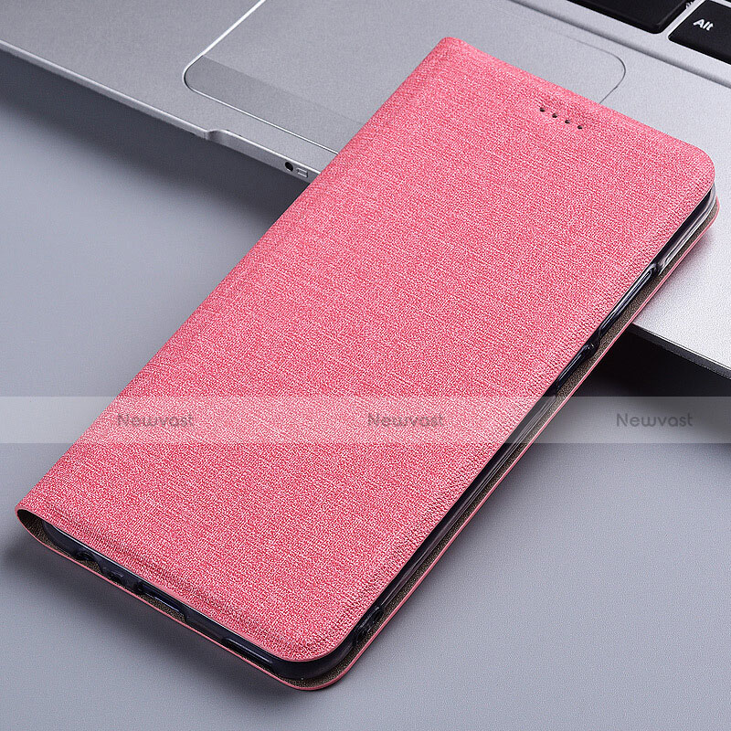 Cloth Case Stands Flip Cover for Samsung Galaxy M60s Pink