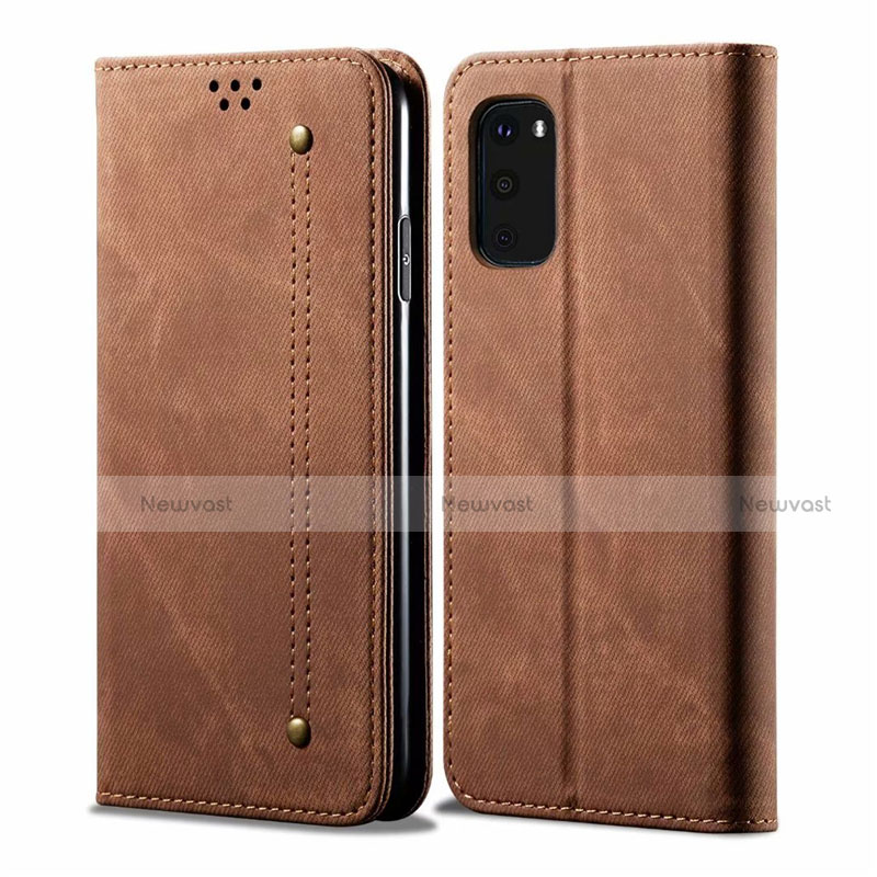 Cloth Case Stands Flip Cover for Samsung Galaxy S20 FE 2022 5G Brown