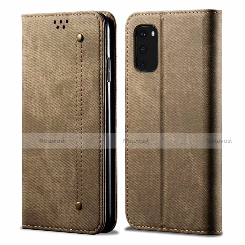 Cloth Case Stands Flip Cover for Samsung Galaxy S20 FE 2022 5G Khaki