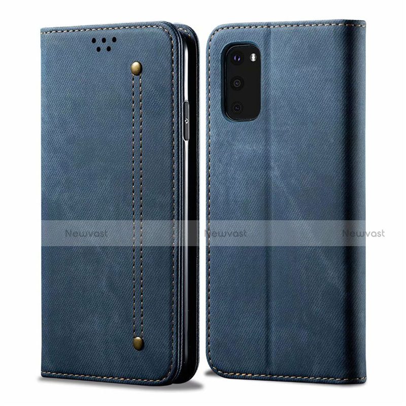 Cloth Case Stands Flip Cover for Samsung Galaxy S20 FE 4G Blue