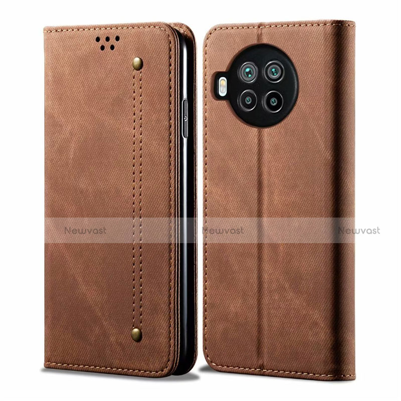 Cloth Case Stands Flip Cover for Xiaomi Mi 10i 5G Brown