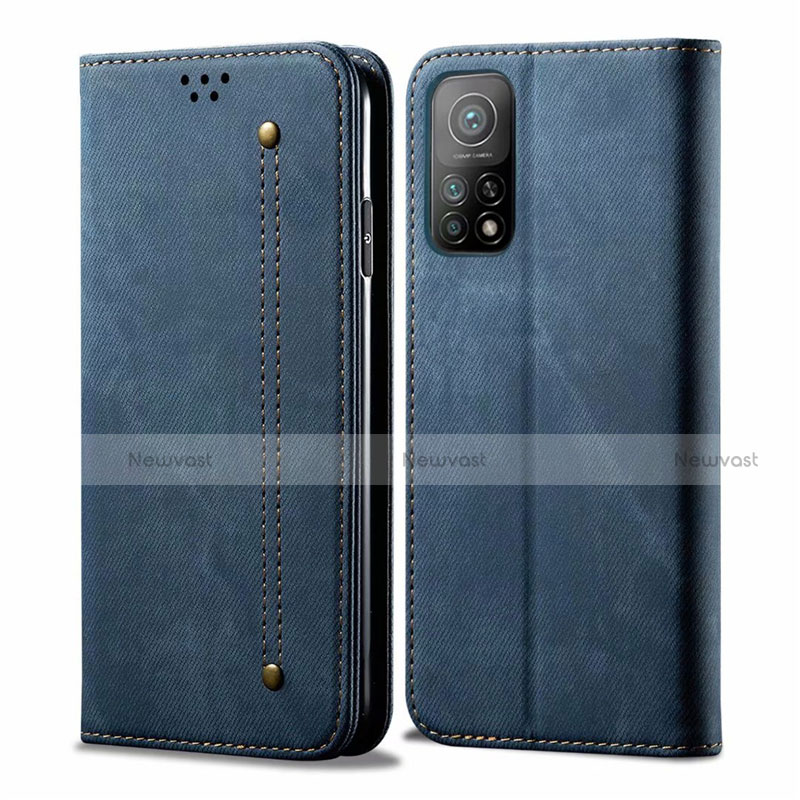 Cloth Case Stands Flip Cover for Xiaomi Mi 10T Pro 5G Blue