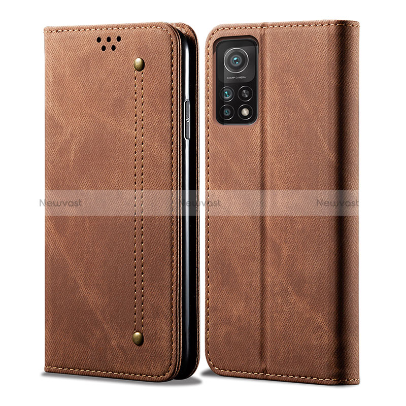 Cloth Case Stands Flip Cover for Xiaomi Mi 11T Pro 5G Brown