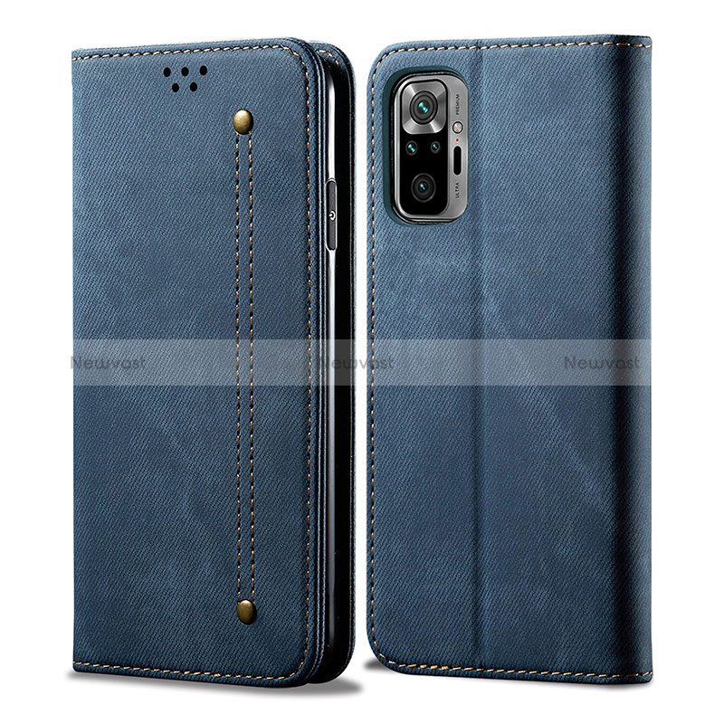 Cloth Case Stands Flip Cover for Xiaomi Poco M5S Blue