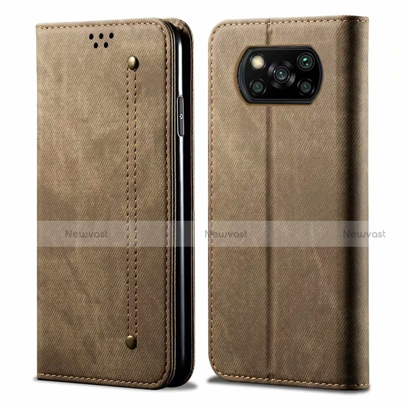 Cloth Case Stands Flip Cover for Xiaomi Poco X3 Pro Khaki