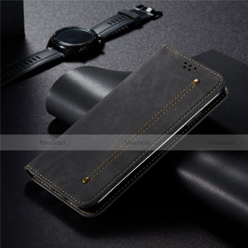 Cloth Case Stands Flip Cover for Xiaomi Redmi 10X Pro 5G Black