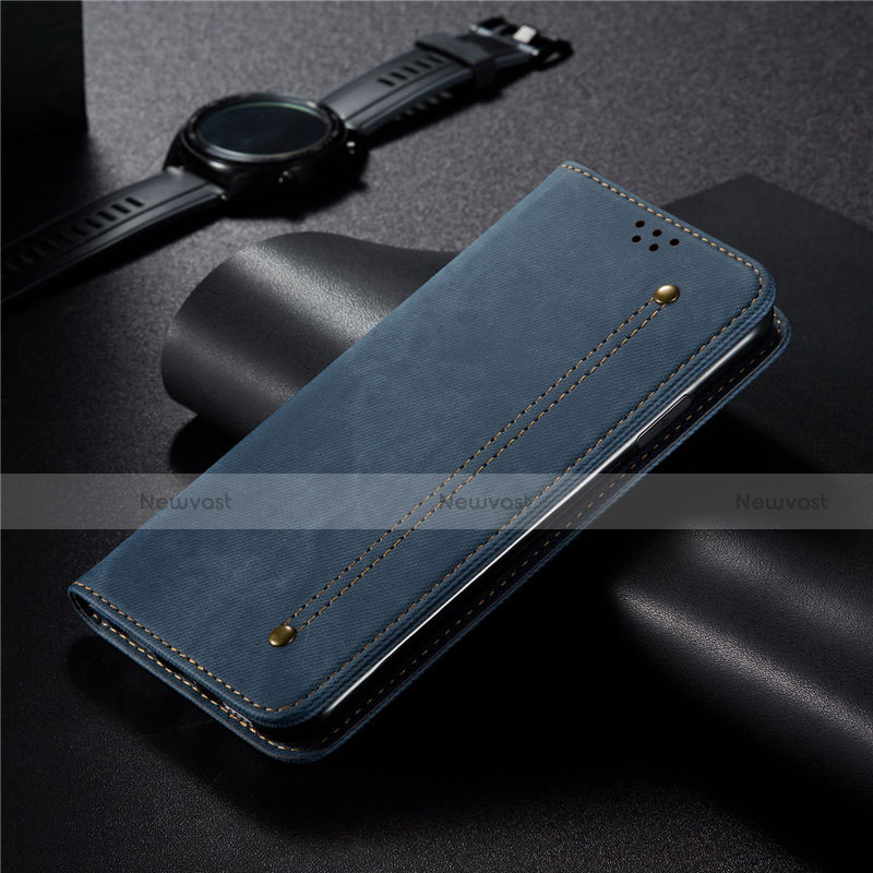 Cloth Case Stands Flip Cover for Xiaomi Redmi 10X Pro 5G Blue