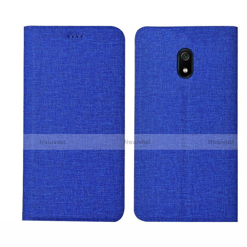 Cloth Case Stands Flip Cover for Xiaomi Redmi 8A Blue